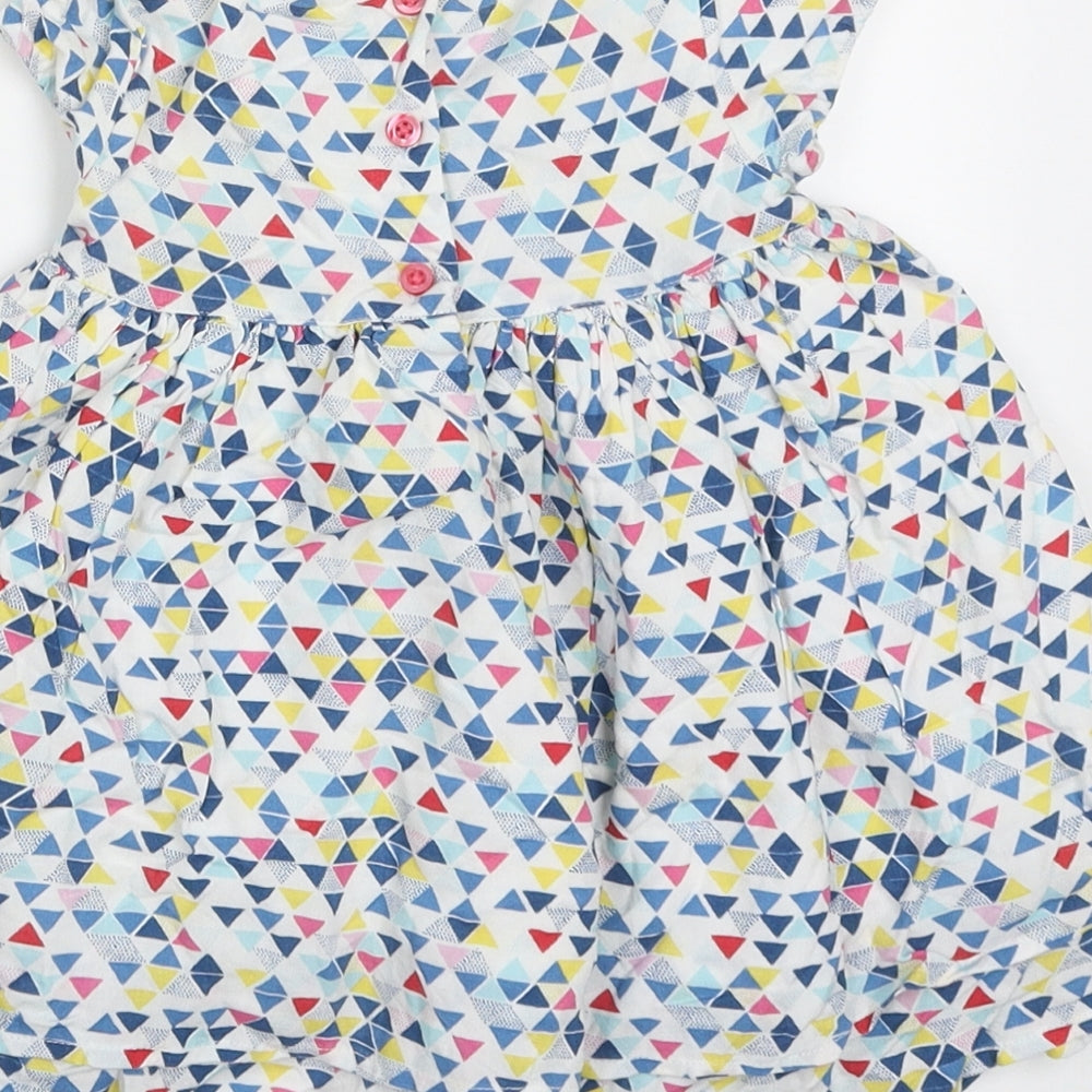 BHS Girls Multicoloured Geometric Viscose A-Line  Size 9-12 Months  Crew Neck Button