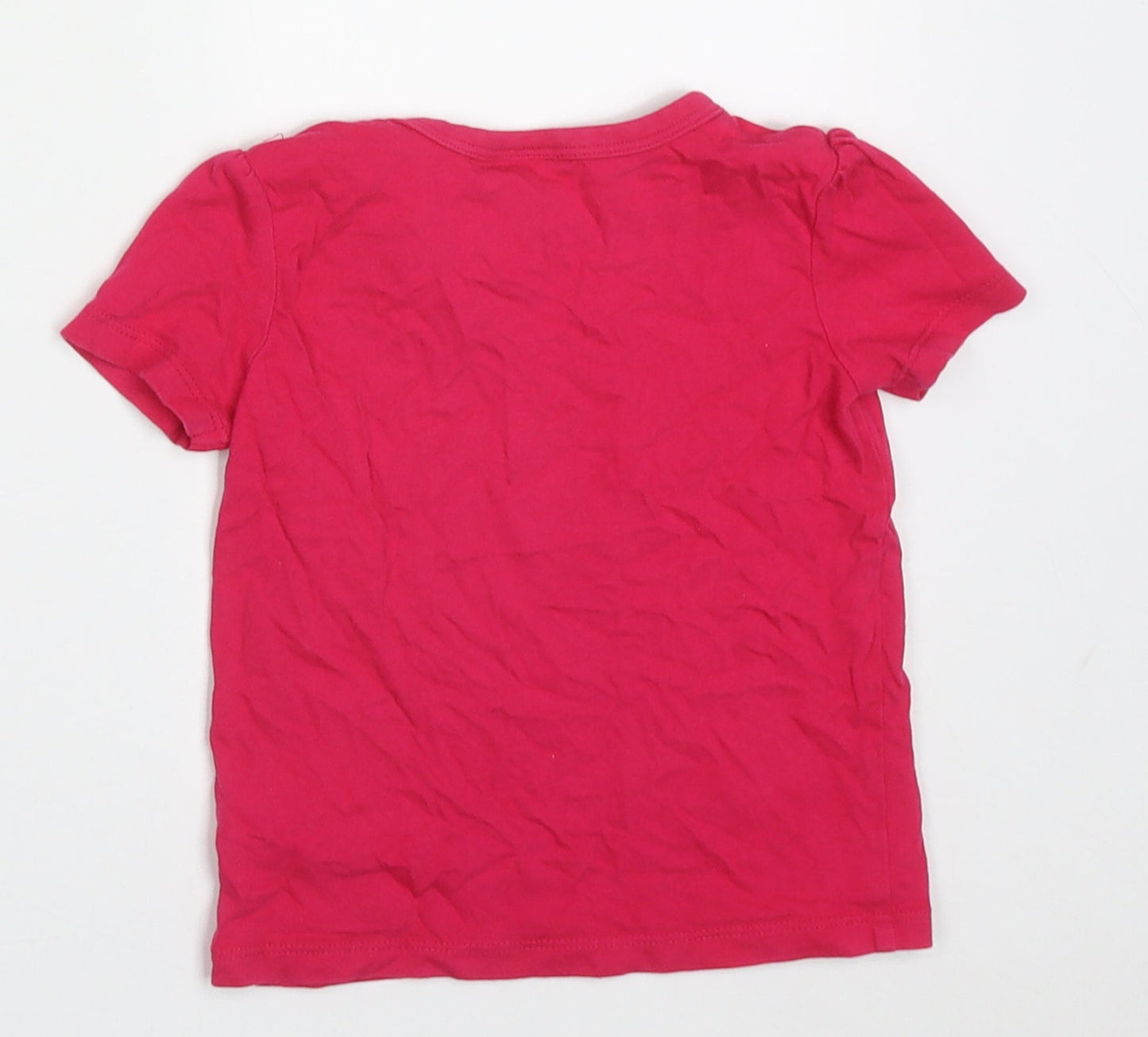 F&F Girls Pink  Cotton Basic T-Shirt Size 9-12 Months Crew Neck Button