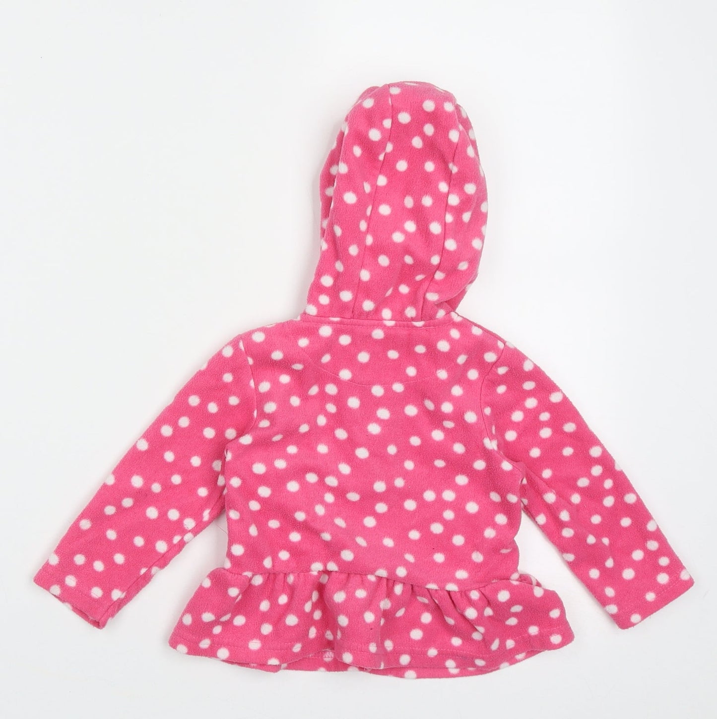 Dunnes Stores Girls Pink Polka Dot Polyester Full Zip Jumper Size 6-9 Months  Zip