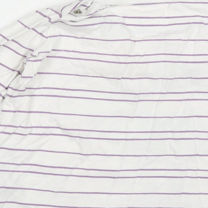 Marks and Spencer Girls White Striped Cotton Basic Casual Size 5-6 Years Crew Neck Pullover - little roller girl