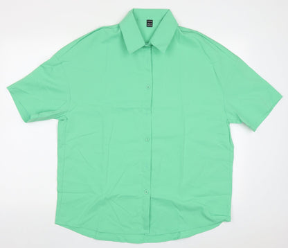 SheIn Womens Green  Polyester Basic Button-Up Size M Collared
