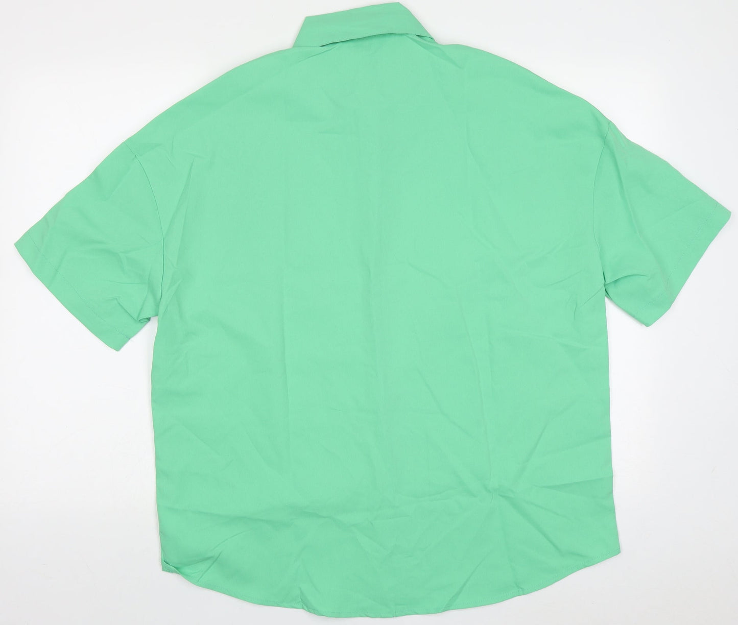 SheIn Womens Green  Polyester Basic Button-Up Size M Collared