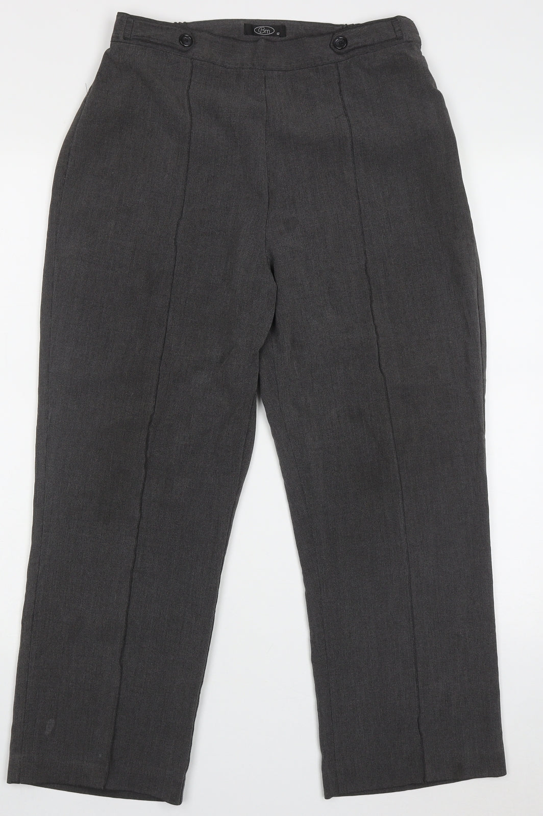 BM Womens Grey  Polyester Trousers  Size 12 L26 in Regular