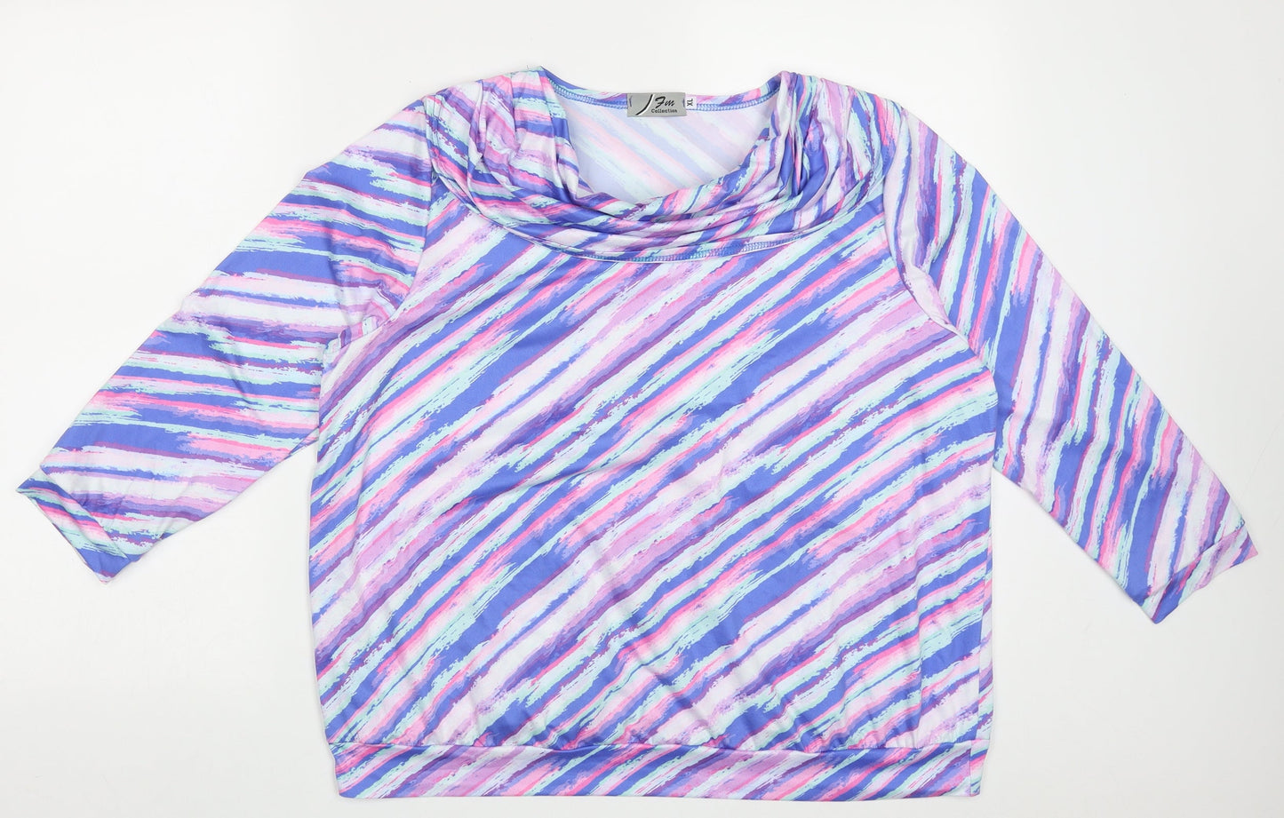 FM Collection Womens Multicoloured Geometric Polyester Camisole T-Shirt Size XL Roll Neck - Padded Shoulders