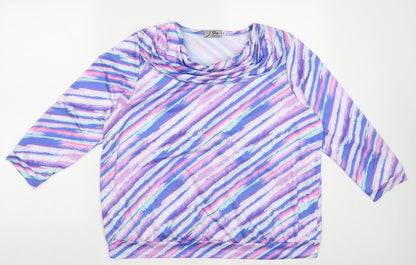 FM Collection Womens Multicoloured Geometric Polyester Camisole T-Shirt Size XL Roll Neck - Padded Shoulders