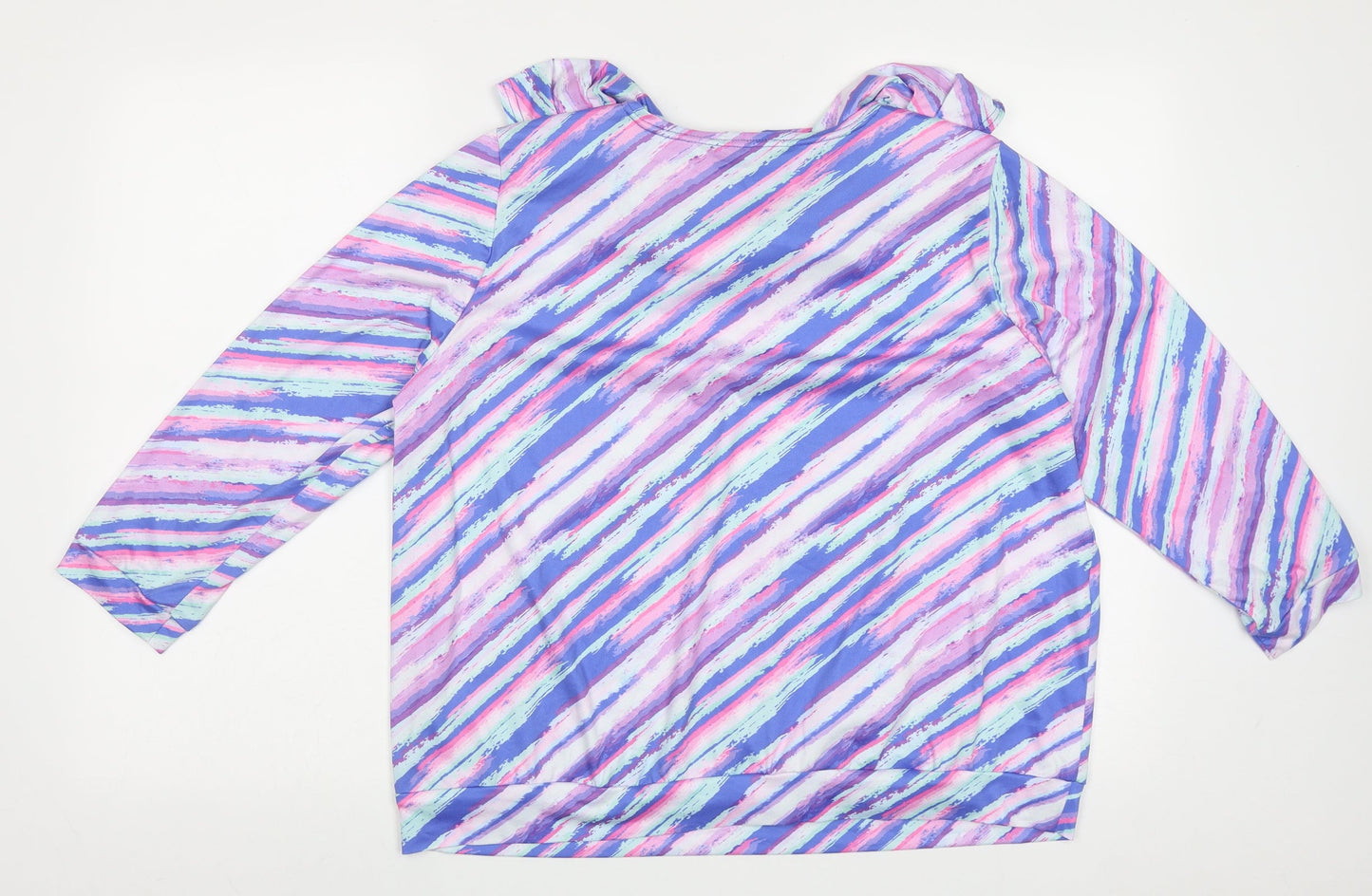 FM Collection Womens Multicoloured Geometric Polyester Camisole T-Shirt Size XL Roll Neck - Padded Shoulders