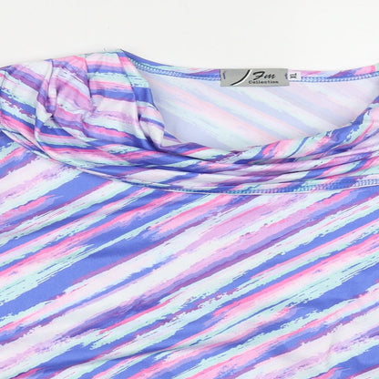 FM Collection Womens Multicoloured Geometric Polyester Camisole T-Shirt Size XL Roll Neck - Padded Shoulders