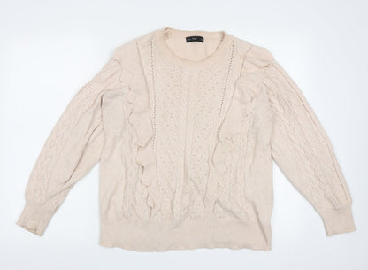 F&F Womens Pink Crew Neck Geometric Viscose Pullover Jumper Size 16