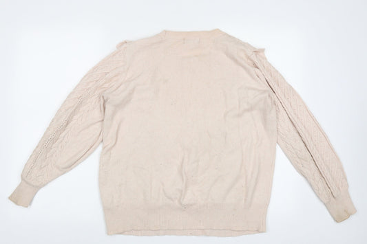 F&F Womens Pink Crew Neck Geometric Viscose Pullover Jumper Size 16