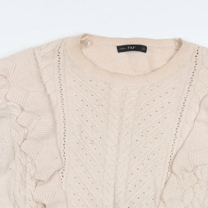 F&F Womens Pink Crew Neck Geometric Viscose Pullover Jumper Size 16