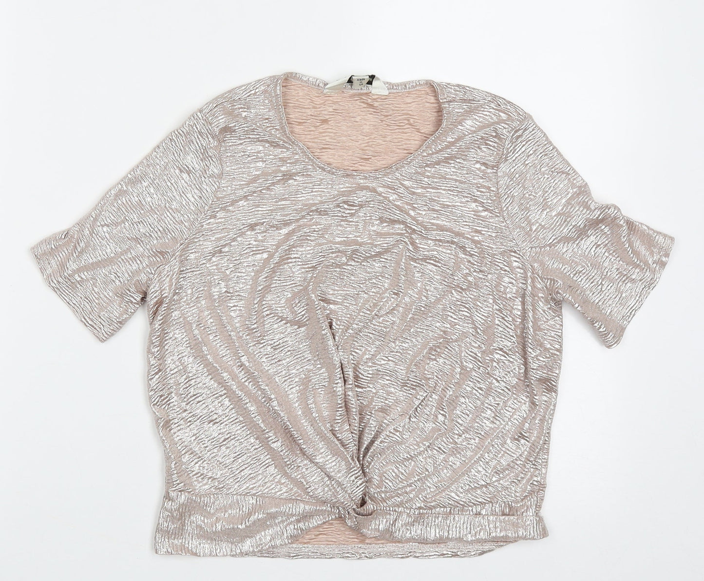 Womens UK Size 6 Miss Selfridge Gold Cropped T-Shirt