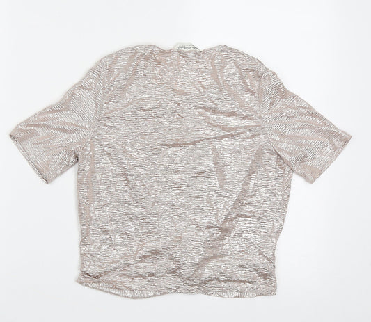 Womens UK Size 6 Miss Selfridge Gold Cropped T-Shirt