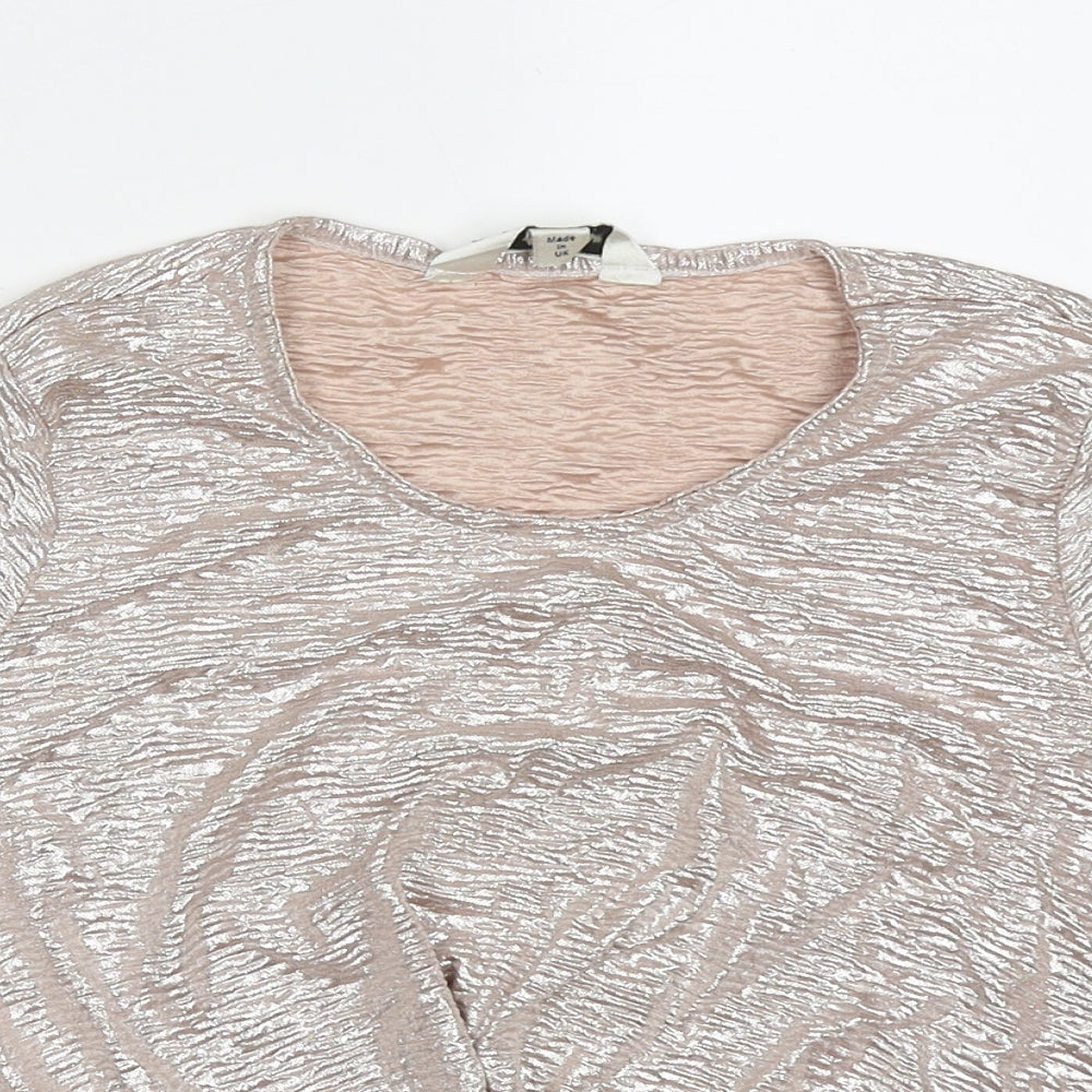 Womens UK Size 6 Miss Selfridge Gold Cropped T-Shirt