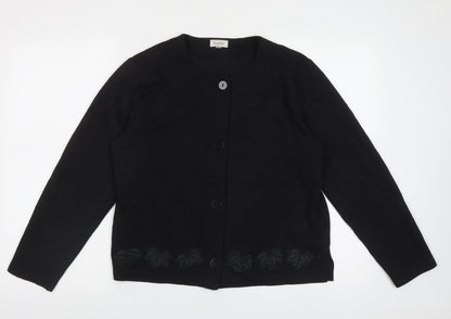 bader  Womens Black Crew Neck  Polyester Cardigan Jumper Size M