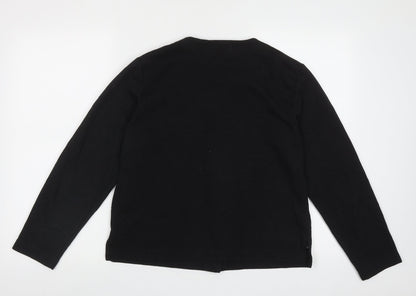 bader  Womens Black Crew Neck  Polyester Cardigan Jumper Size M