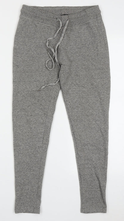 LEFTIES Womens Grey  Cotton Cropped Trousers Size L L25 in Regular Tie