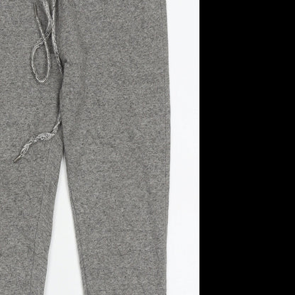 LEFTIES Womens Grey  Cotton Cropped Trousers Size L L25 in Regular Tie