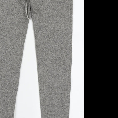 LEFTIES Womens Grey  Cotton Cropped Trousers Size L L25 in Regular Tie