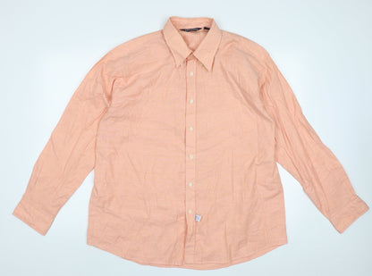 Mens UK Size XL Cardelli Orange  Button-Up Long Sleeve Casual Shirt
