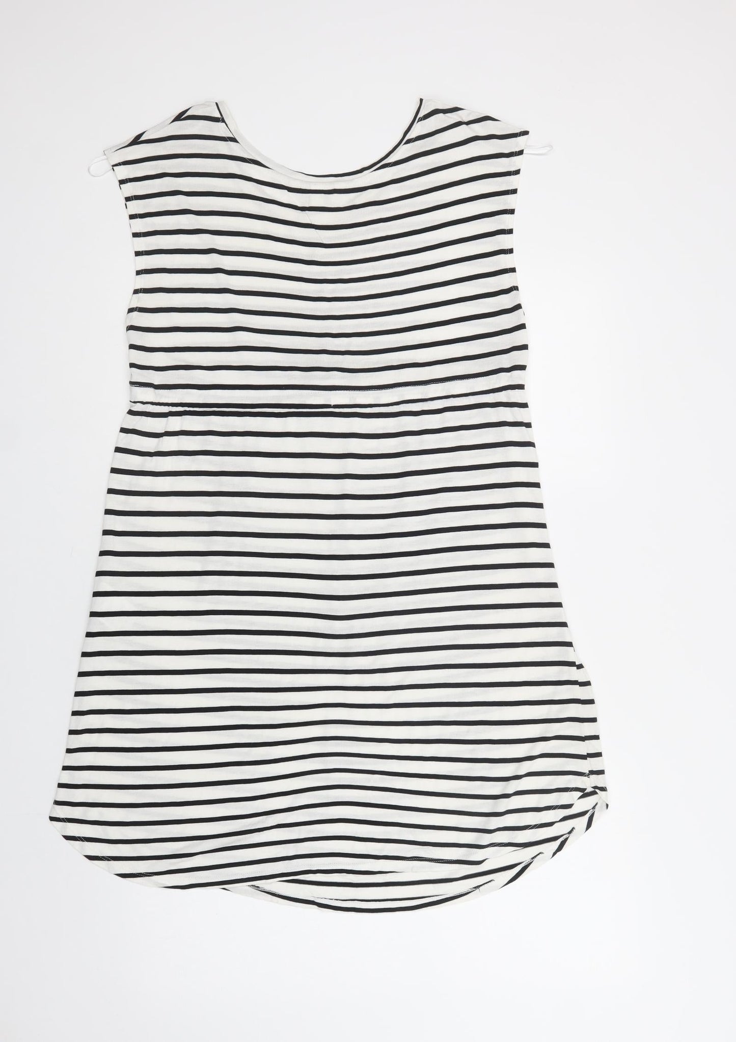 H&M Womens White Striped Viscose A-Line  Size M  Crew Neck Drawstring