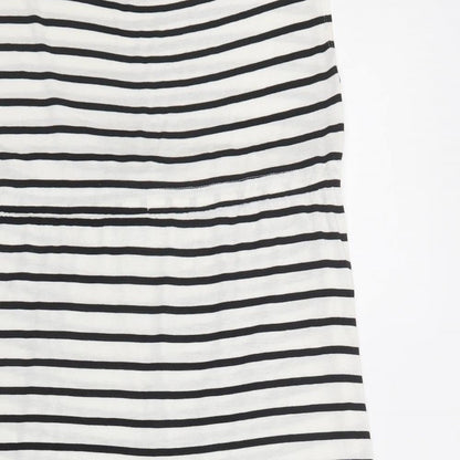 H&M Womens White Striped Viscose A-Line  Size M  Crew Neck Drawstring