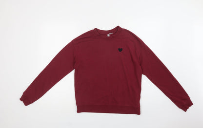 H&M Womens Purple  Cotton Pullover Sweatshirt Size S   - Heart