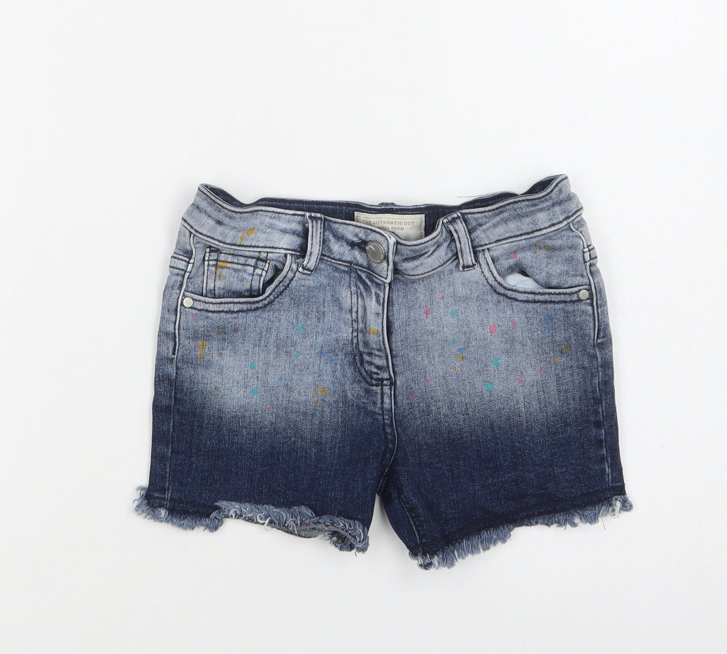 NEXT Girls Blue Polka Dot Cotton Cut-Off Shorts Size 7 Years  Regular Buckle
