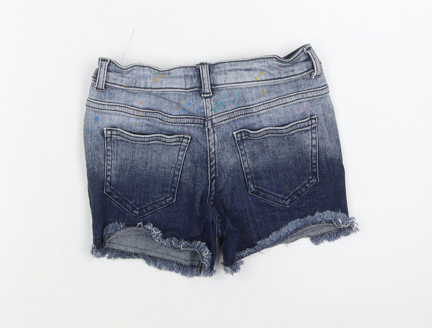 NEXT Girls Blue Polka Dot Cotton Cut-Off Shorts Size 7 Years  Regular Buckle