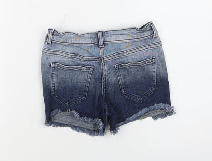 NEXT Girls Blue Polka Dot Cotton Cut-Off Shorts Size 7 Years  Regular Buckle