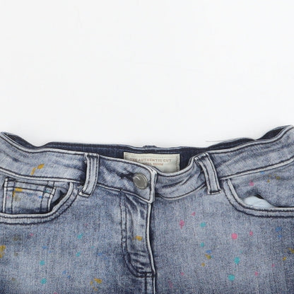 NEXT Girls Blue Polka Dot Cotton Cut-Off Shorts Size 7 Years  Regular Buckle