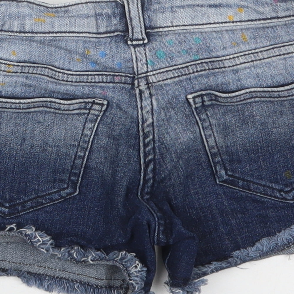 NEXT Girls Blue Polka Dot Cotton Cut-Off Shorts Size 7 Years  Regular Buckle