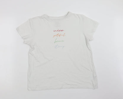 Primark Womens White  Cotton Basic T-Shirt Size M Crew Neck - Nice