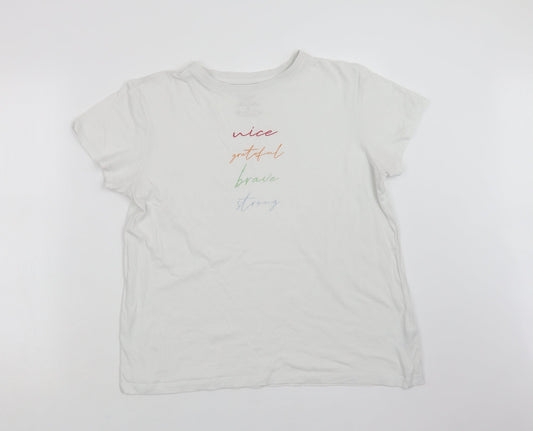 Primark Womens White  Cotton Basic T-Shirt Size M Crew Neck - Nice