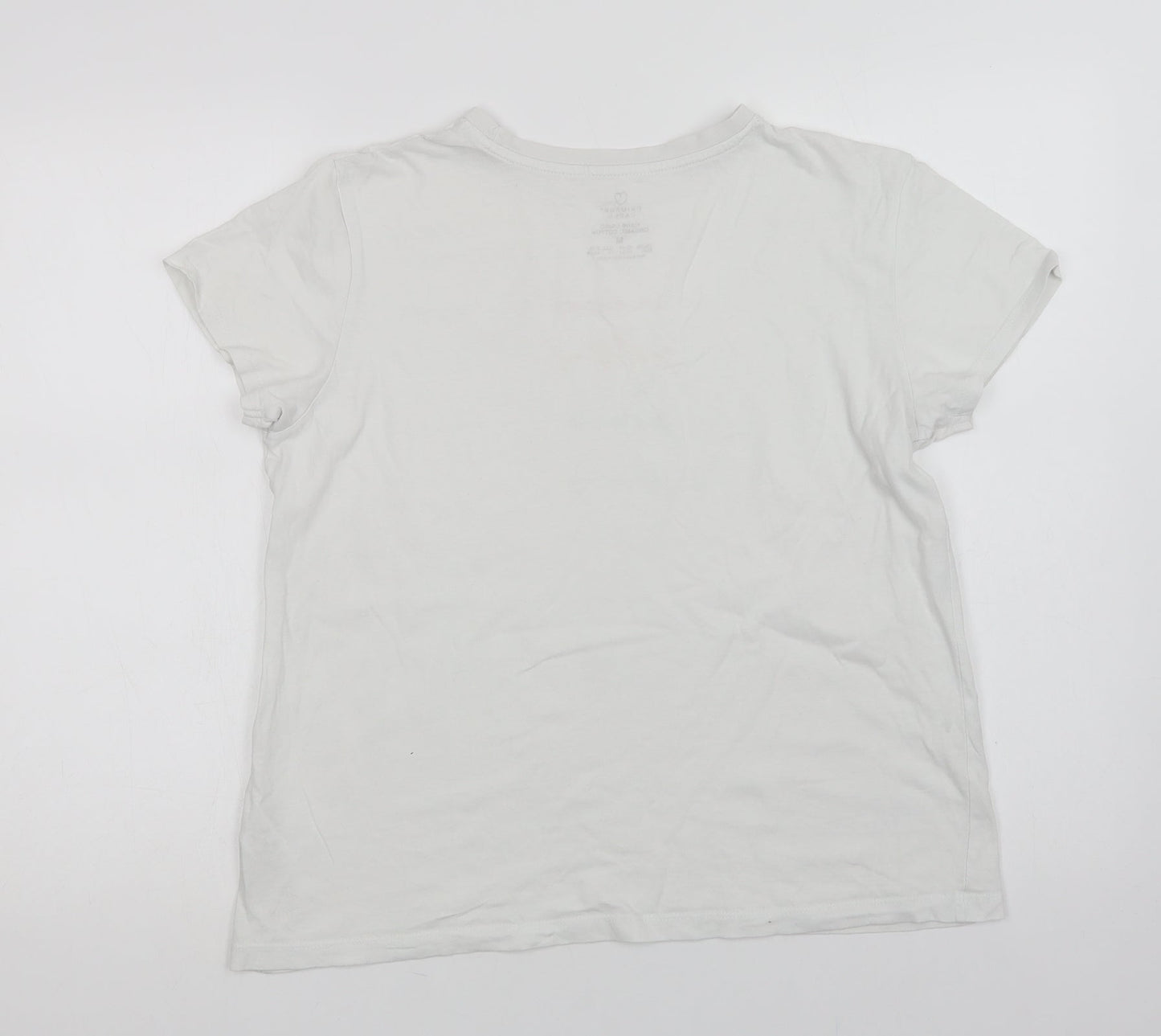 Primark Womens White  Cotton Basic T-Shirt Size M Crew Neck - Nice