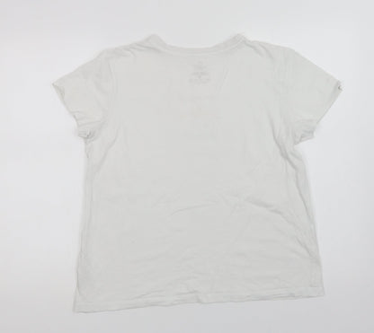 Primark Womens White  Cotton Basic T-Shirt Size M Crew Neck - Nice