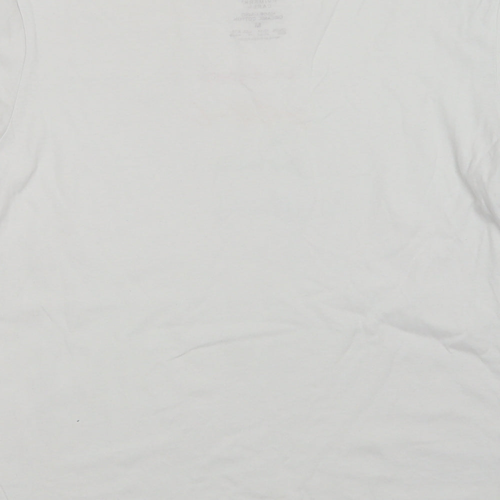 Primark Womens White  Cotton Basic T-Shirt Size M Crew Neck - Nice