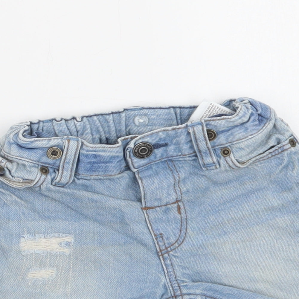 H&M Baby Blue  Cotton Cropped Jeans Size 9-12 Months  Button