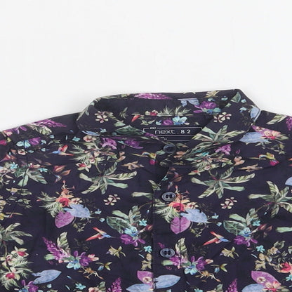 NEXT Baby Purple Floral Cotton Basic Button-Up Size 9-12 Months Collared Button