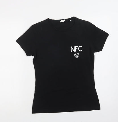 Skinnifit Womens Black  Cotton Basic T-Shirt Size M Crew Neck - NFC