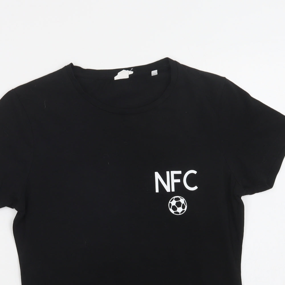 Skinnifit Womens Black  Cotton Basic T-Shirt Size M Crew Neck - NFC