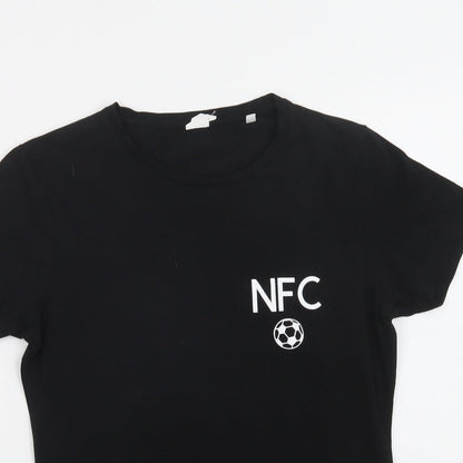 Skinnifit Womens Black  Cotton Basic T-Shirt Size M Crew Neck - NFC