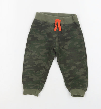 Little Rebels Baby Green Camouflage Cotton Jogger Trousers Size 12 Months  Drawstring