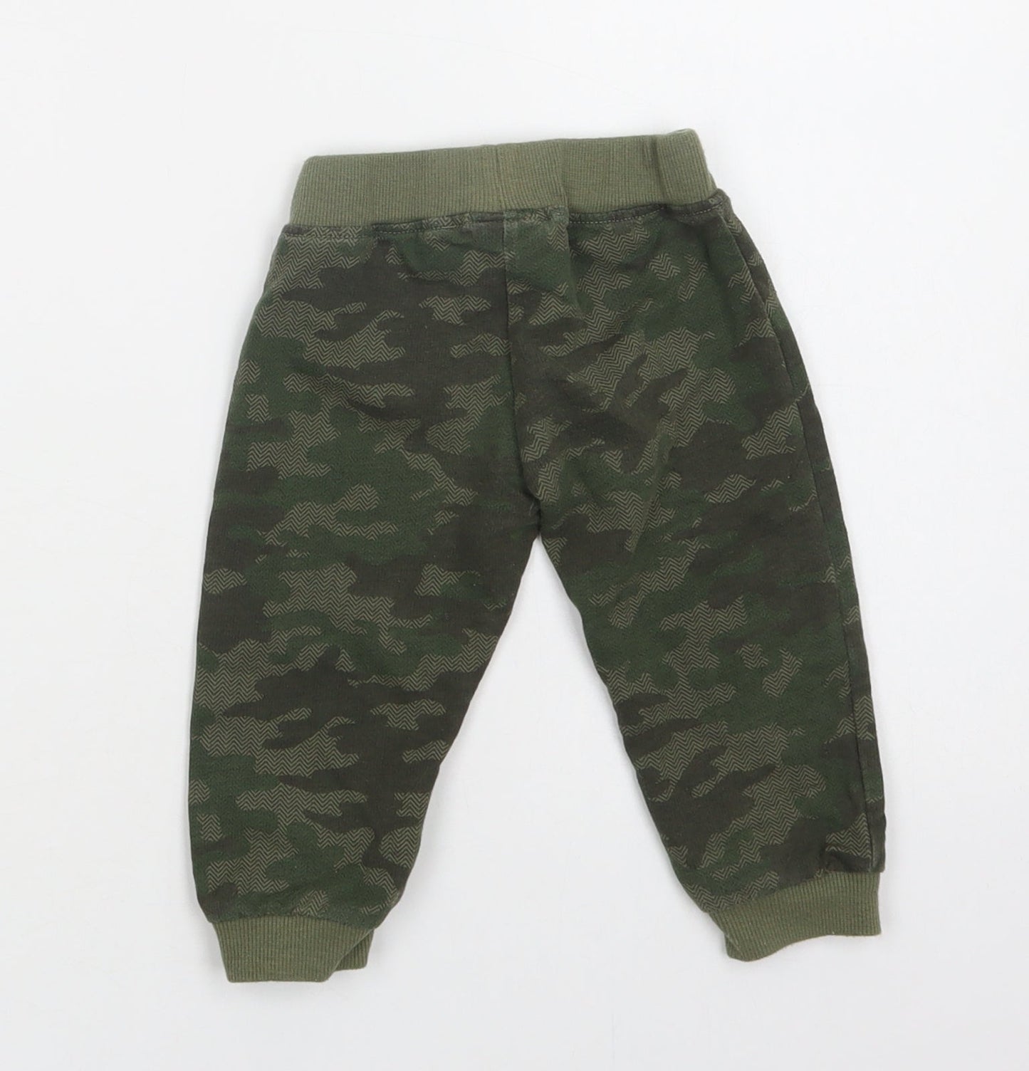 Little Rebels Baby Green Camouflage Cotton Jogger Trousers Size 12 Months  Drawstring
