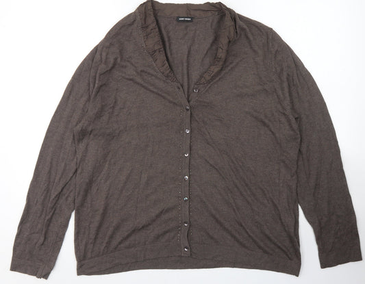Gerry Weber Womens Brown V-Neck  Viscose Cardigan Jumper Size 20