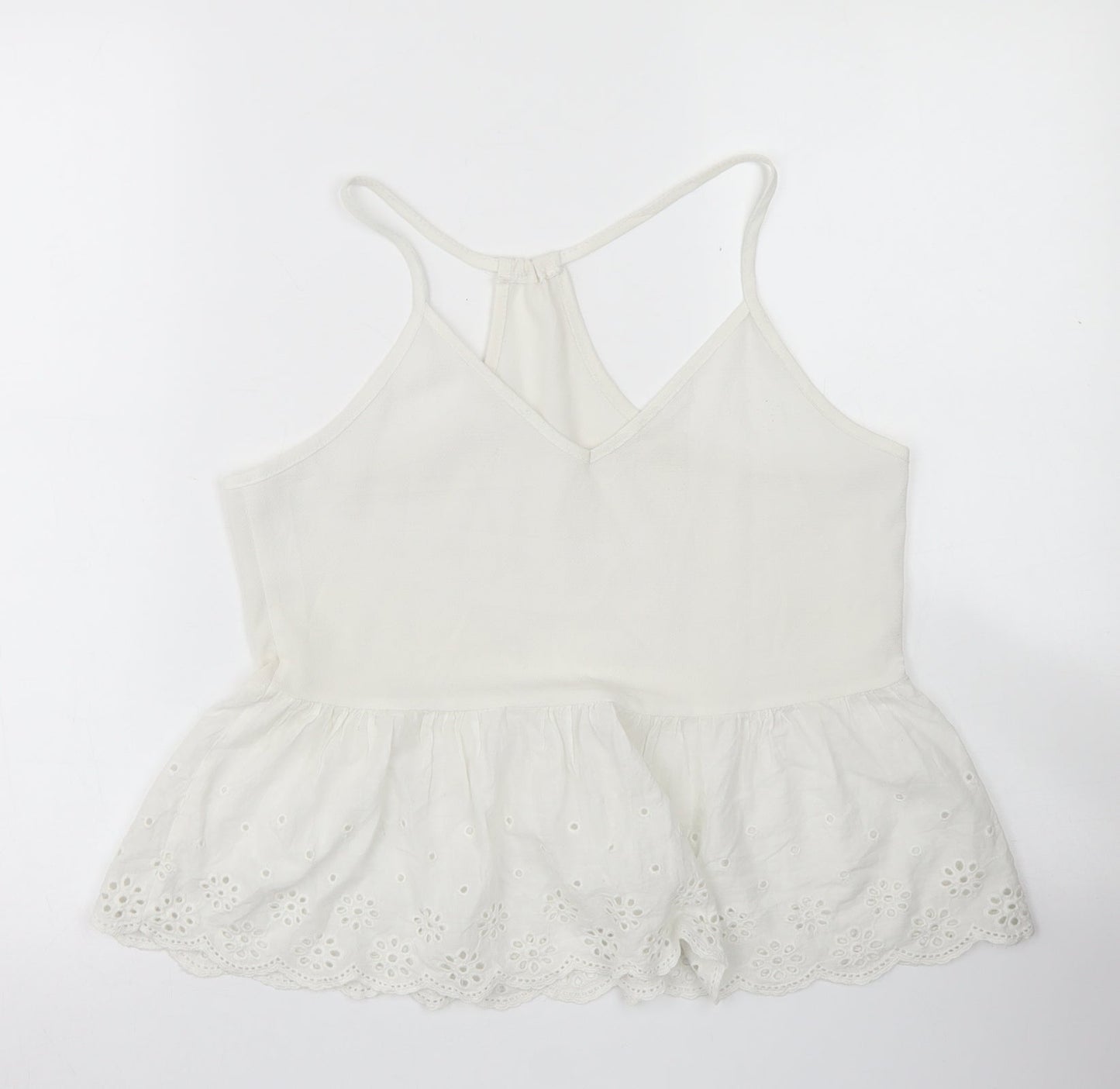 SheIn Womens White  Polyester Camisole Blouse Size S Round Neck