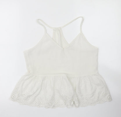 SheIn Womens White  Polyester Camisole Blouse Size S Round Neck