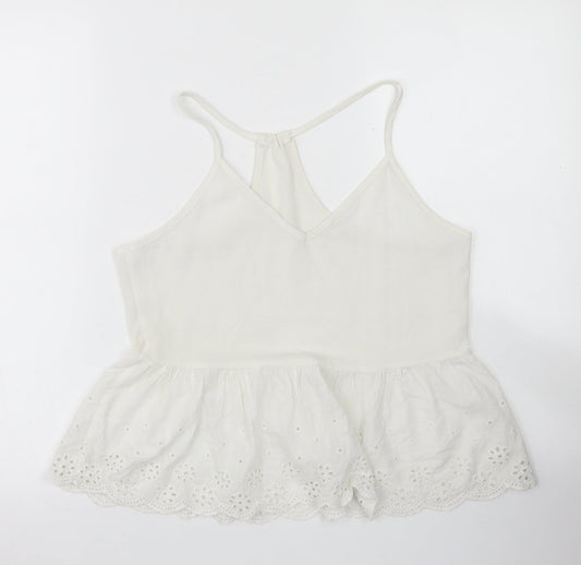 SheIn Womens White  Polyester Camisole Blouse Size S Round Neck