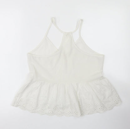 SheIn Womens White  Polyester Camisole Blouse Size S Round Neck