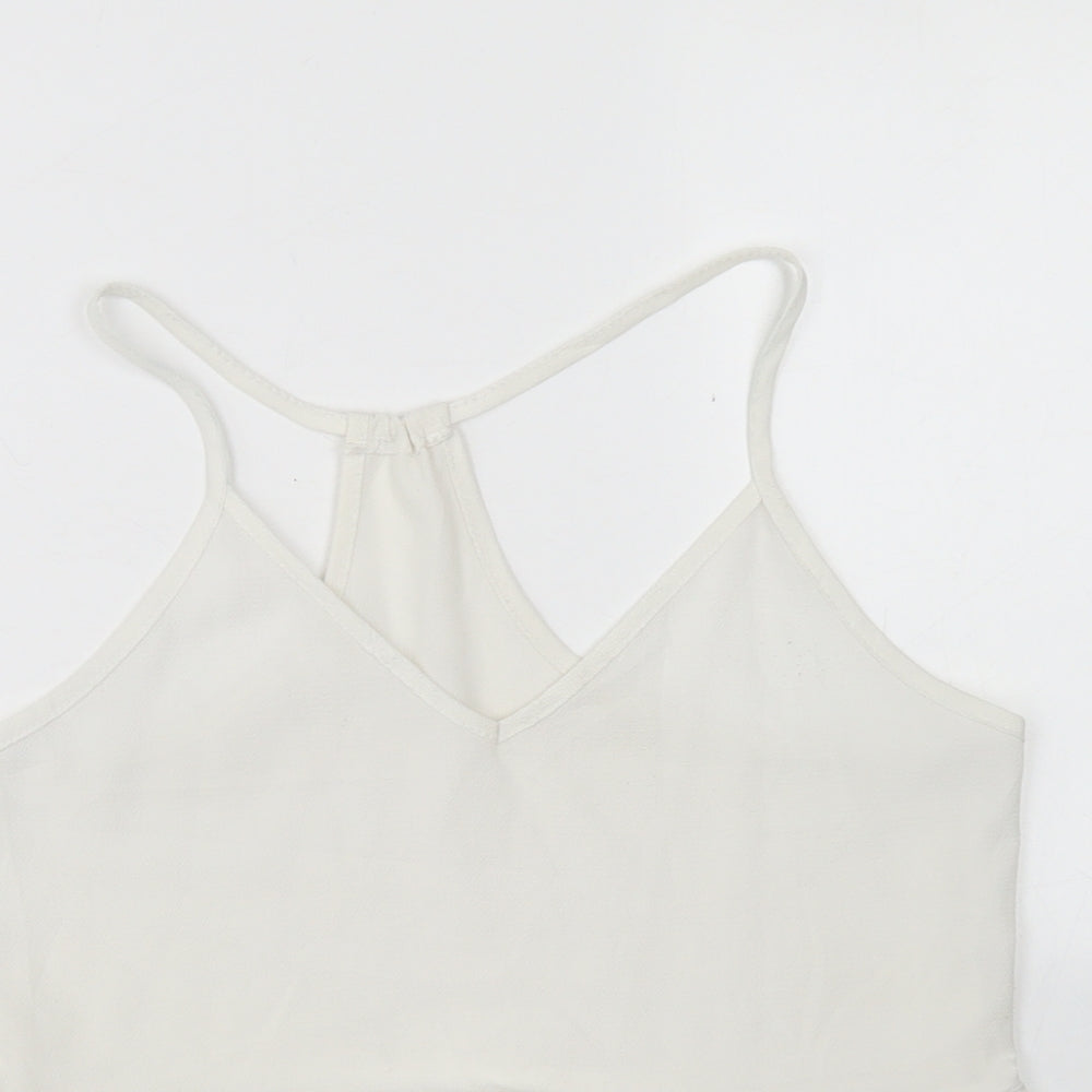 SheIn Womens White  Polyester Camisole Blouse Size S Round Neck