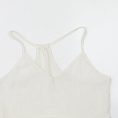 SheIn Womens White  Polyester Camisole Blouse Size S Round Neck
